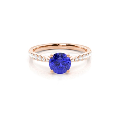 Prong Setting Tanzanite Side Stone Engagement Ring