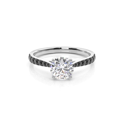 Prong Set Side Stone Engagement Black Diamond Ring