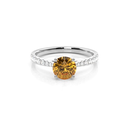 Prong Setting Citrine Side Stone Engagement Ring