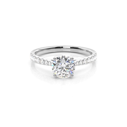 Prong Set Round Side Stone Diamond Engagement Ring