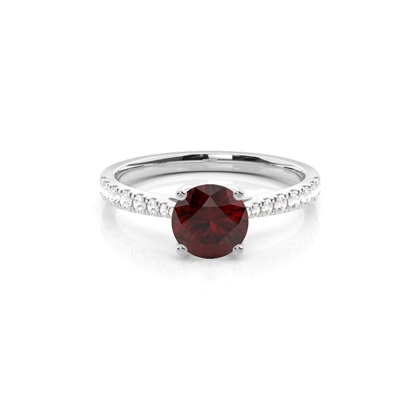 Prong Setting Garnet Side Stone Engagement Ring