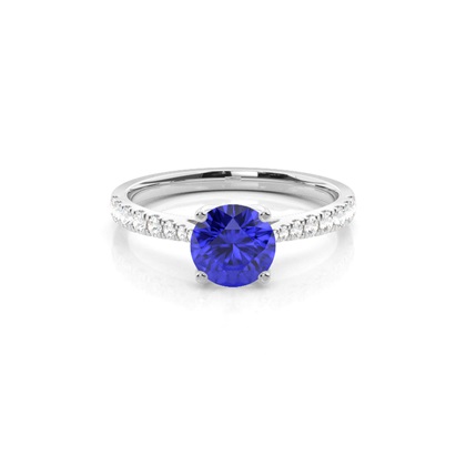 Prong Setting Tanzanite Side Stone Engagement Ring