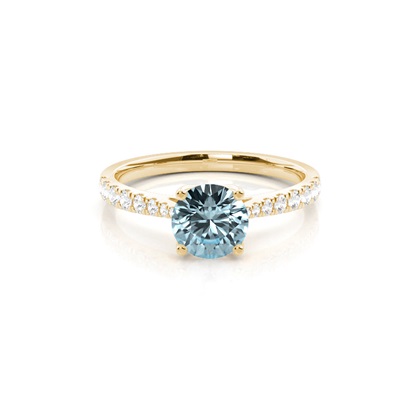 Prong Setting Aquamarine Side Stone Engagement Ring