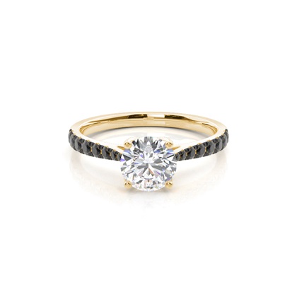 Prong Set Side Stone Engagement Black Diamond Ring