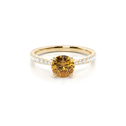 Prong Setting Citrine Side Stone Engagement Ring