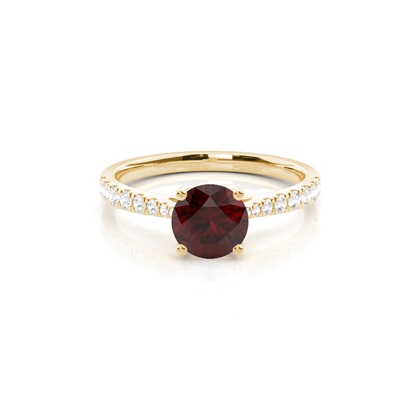 Prong Setting Garnet Side Stone Engagement Ring