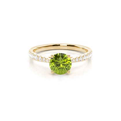 Prong Setting Peridot Side Stone Engagement Ring