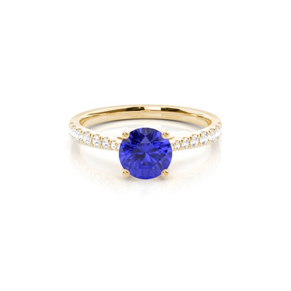 Prong Setting Tanzanite Side Stone Engagement Ring