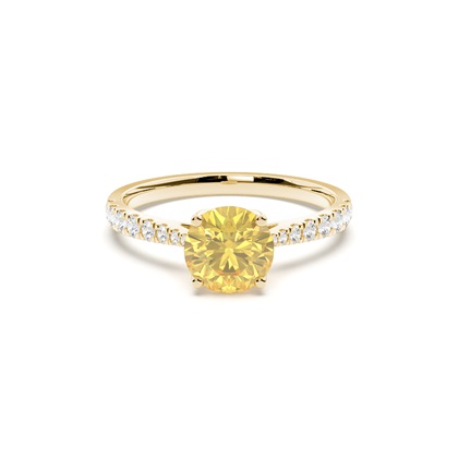 Yellow Diamond Side Stone Engagement Ring