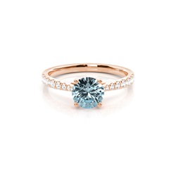 Prong Setting Aquamarine Side Stone Engagement Ring