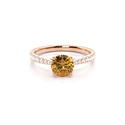Prong Setting Citrine Side Stone Engagement Ring