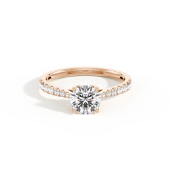 Zinken Set runde Seite Stein Diamant Verlobungsring