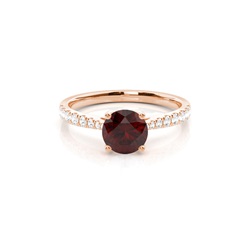 Prong Setting Garnet Side Stone Engagement Ring