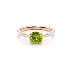 Prong Setting Peridot Side Stone Engagement Ring