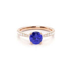 Prong Setting Tanzanite Side Stone Engagement Ring