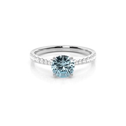 Prong Setting Aquamarine Side Stone Engagement Ring