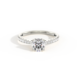 Zinken Set runde Seite Stein Diamant Verlobungsring