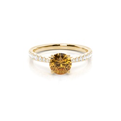 Prong Setting Citrine Side Stone Engagement Ring