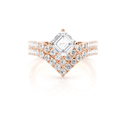 Asscher Bridal Diamond Engagement and Wedding Ring Sets