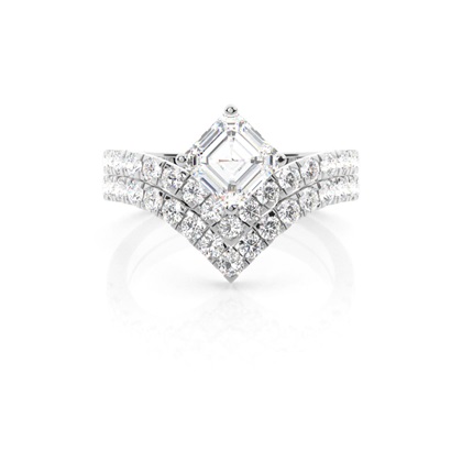Asscher Bridal Diamond Engagement and Wedding Ring Sets