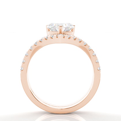 Heart Rose Gold Bridal Set Engagement Rings