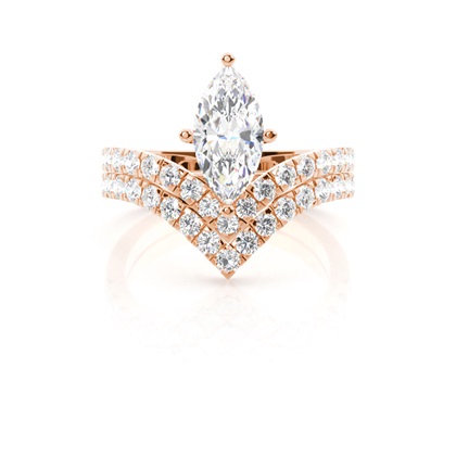 Rose Gold Bridal Set Diamond Engagement Rings