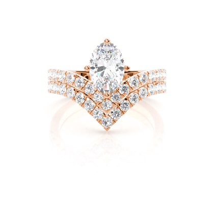 3.00 Carat Rose Gold Bridal Set Engagement Rings