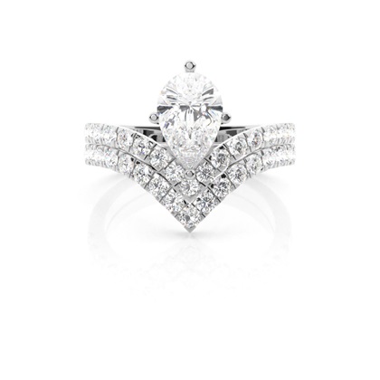 Pear Bridal Diamond Engagement and Wedding Ring Sets