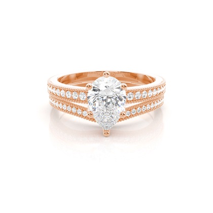 Pear Bridal Diamond Engagement and Wedding Ring Sets