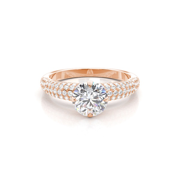 Prong Set Round Side Stone Diamond Engagement Ring
