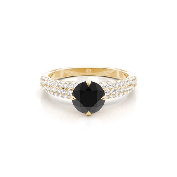 Prong Set Side Stone Engagement Black Diamond Ring