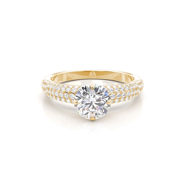 Prong Set Round Side Stone Diamond Engagement Ring