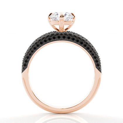 Prong Set Side Stone Engagement Black Diamond Ring