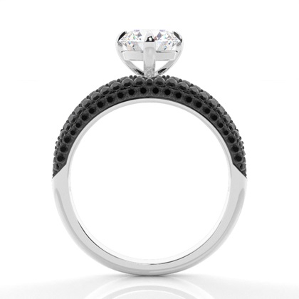 Prong Set Side Stone Engagement Black Diamond Ring