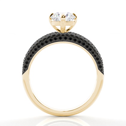 Prong Set Side Stone Engagement Black Diamond Ring
