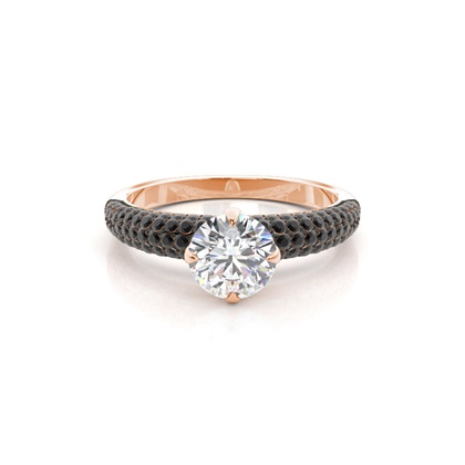 Prong Set Side Stone Engagement Black Diamond Ring