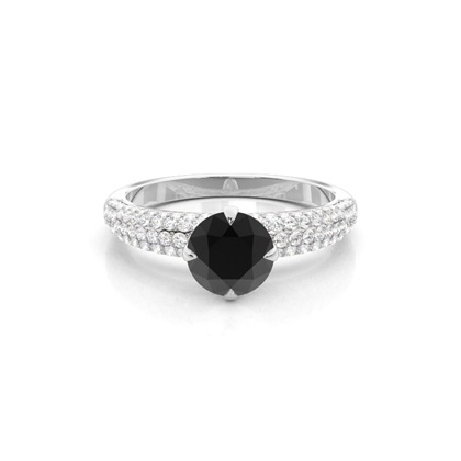 Silver Side Stone Diamond Rings