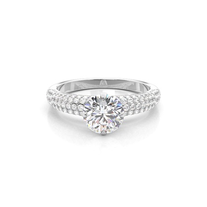 Prong Set Round Side Stone Diamond Engagement Ring