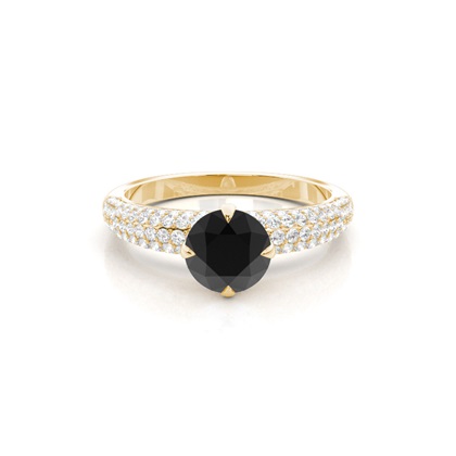 Yellow Gold Black Diamond Engagement Rings