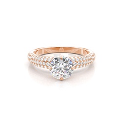 Zinken Set runde Seite Stein Diamant Verlobungsring