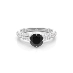 Krappen-Set Seitenstein-Verlobungsring mit schwarzem Diamant