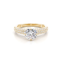 Prong Set Round Side Stone Diamond Engagement Ring