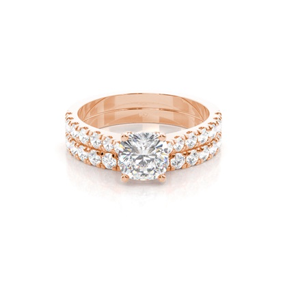 Rose Gold Bridal Set Diamond Engagement Rings