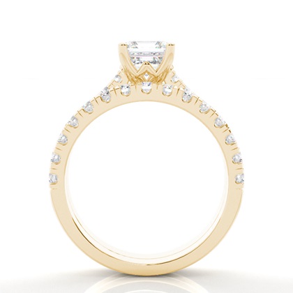 Asscher Yellow Gold Bridal Set Engagement Rings