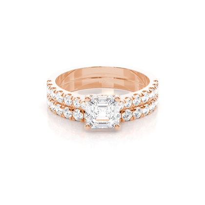 Rose Gold Bridal Set Diamond Engagement Rings