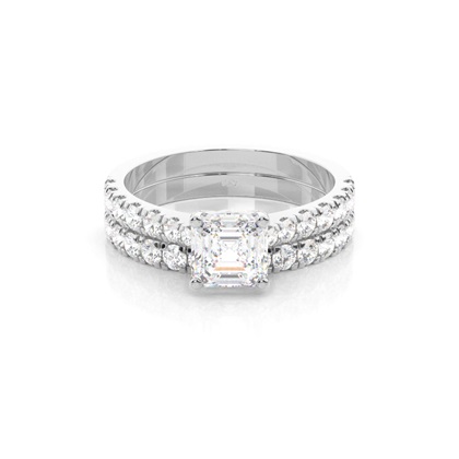 Asscher Bridal Diamond Engagement and Wedding Ring Sets