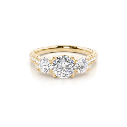 Yellow Gold Three Stone Diamond Rings