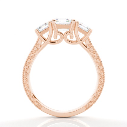 Asscher Rose Gold Trilogy Engagement Rings
