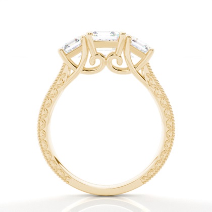 Asscher Yellow Gold Trilogy Engagement Rings
