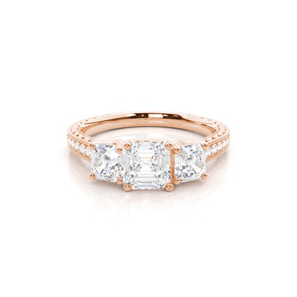 Rose Gold Trilogy Diamond Engagement Rings